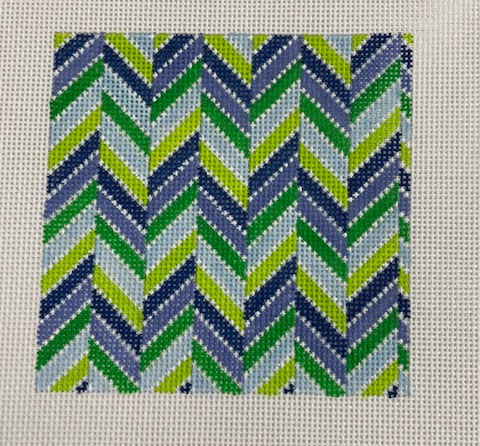 Kristine Kingston Blue and Green Chevron Square